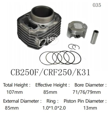 혼다 CB250F/CRF250/K31용 HSP 모토 품질 실린더 STD 및 튜닝 직경 71mm/76mm/79mm 핀 13mm